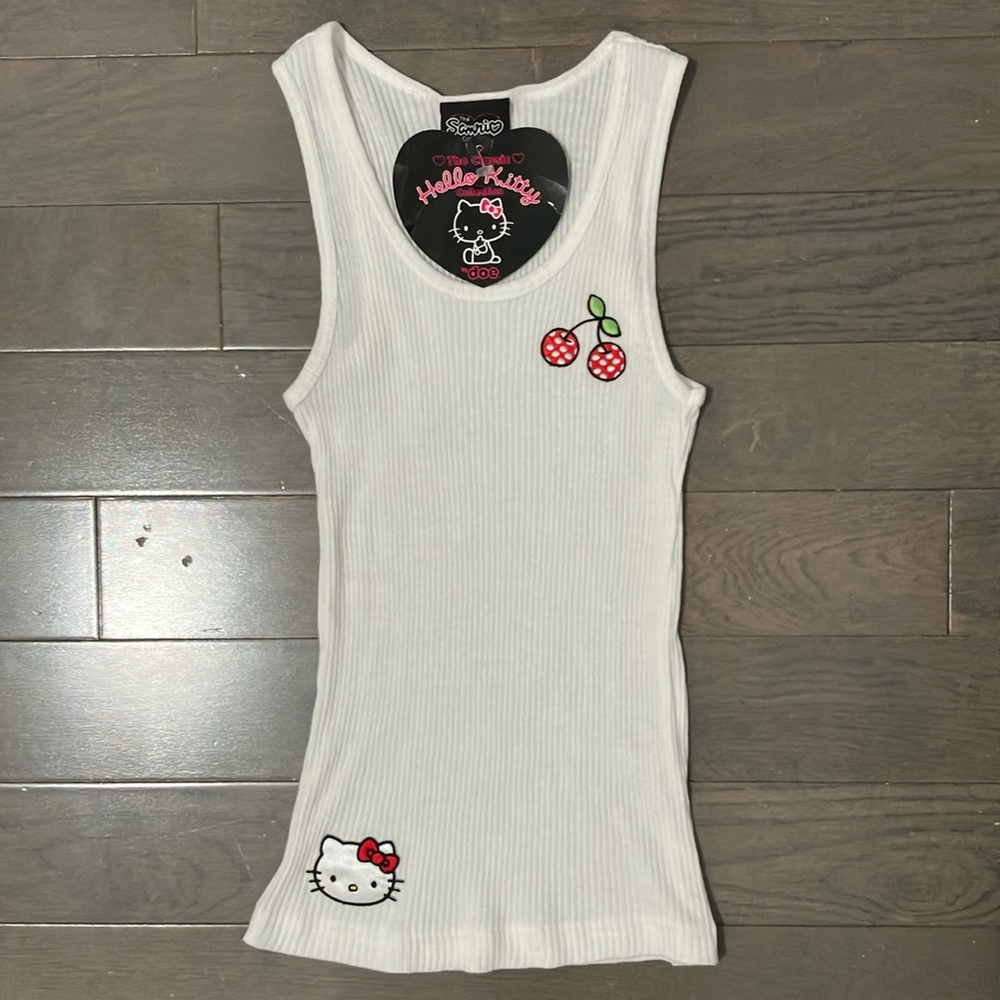 NWT Y2K Vintage 2004 Hello Kitty by Doe Racerback Ribbed Tank Top Size S